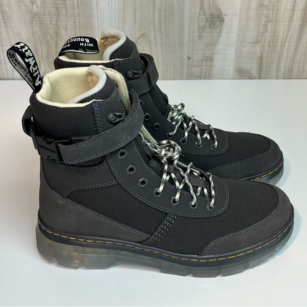 Dr. Martens Combs Tech Gray Canvas Suede Combo Boots Men's